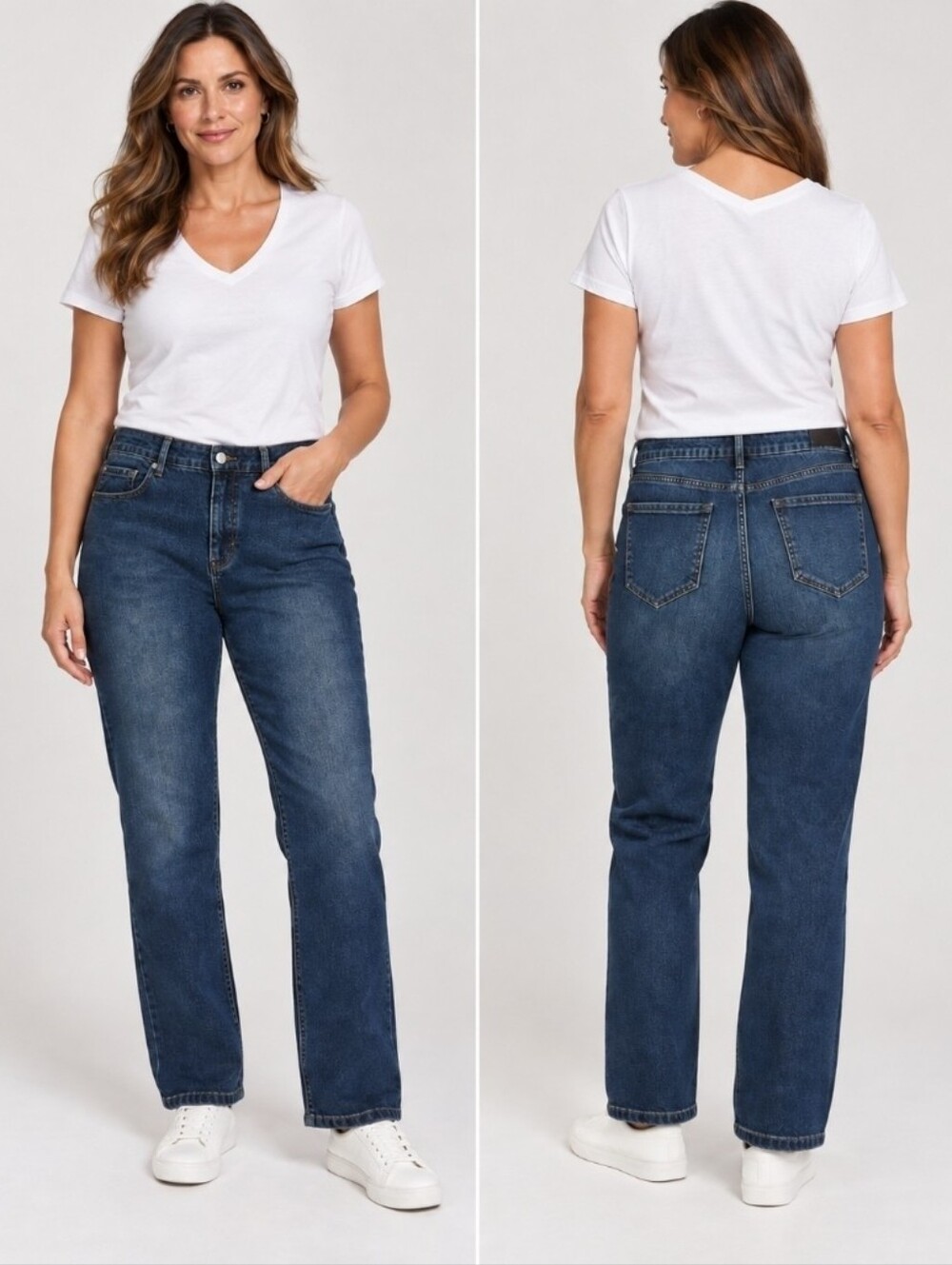 Nicole Miller NY Classic Women's Dark Blue Straight-Leg Jeans 14R Soho high rise
